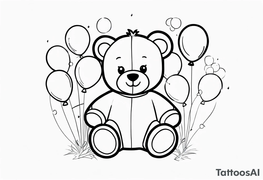 teddy bear with balloons tattoo idea