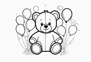 teddy bear with balloons tattoo idea