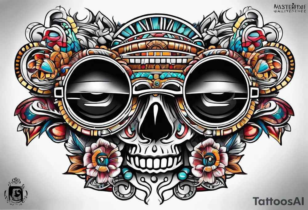 Mayan theme sunglasses tattoo idea