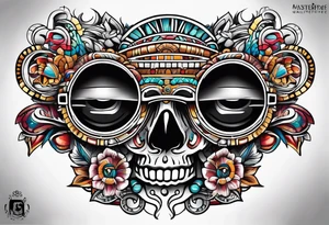 Mayan theme sunglasses tattoo idea