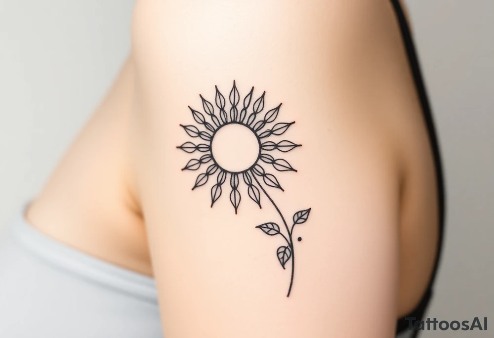 Mystical sun with long leaning stem like a sunflower tattoo idea Mystical sun with long leaning stem like a sunflower tattoo idea