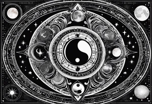 Astrology, Natal Chart, Cancer sign symbolic, vision, yin yang, the moon, the sun, Uranus, Pluto, spiritual, third eye, mystical, Zen, armband tattoo idea