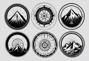 bicycle wheel as a weight plate with a mountain in the middle tattoo idea