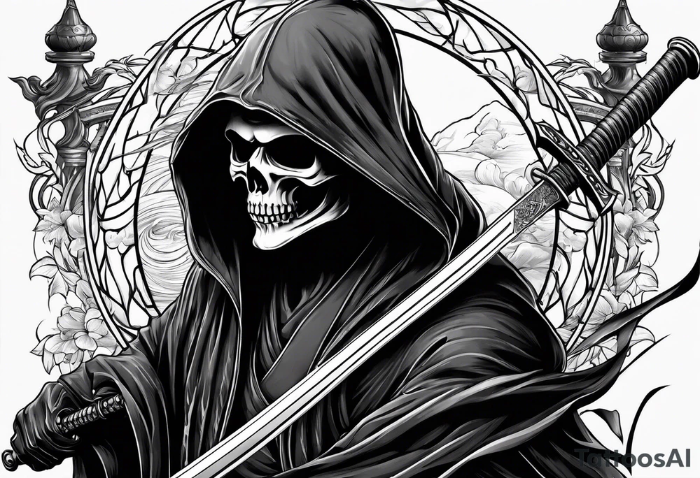 grim reaper with katana tattoo idea