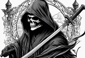 grim reaper with katana tattoo idea