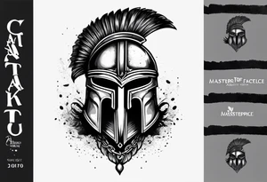 Create a faceless Spartan warrior helmet image. Behind the whole helmet is a simple weight. Below the helmet is a flying owl holding an old wine goblet and an hourglass with sand falling from it. tattoo idea