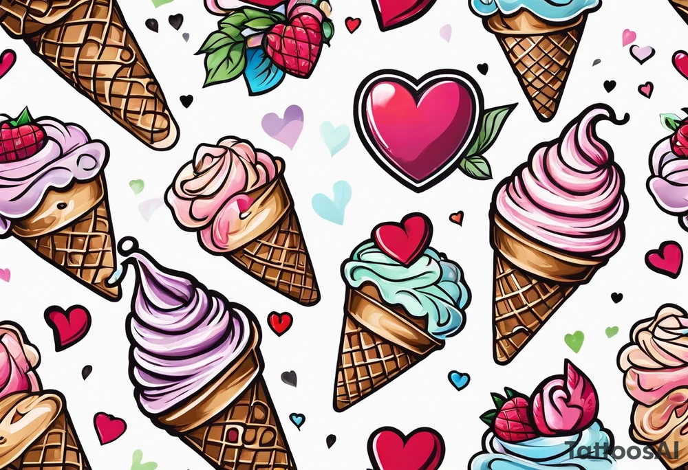 ice cream cone with small heart on it somewhere. tattoo idea