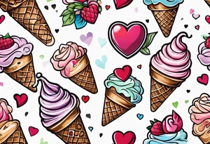 ice cream cone with small heart on it somewhere. tattoo idea