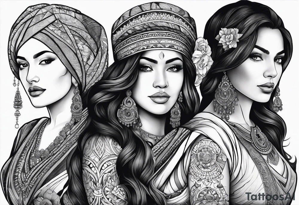 Three women side by side. Daughter on the left, mother in the middle, grandmother on the right. tattoo idea