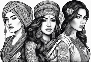Three women side by side. Daughter on the left, mother in the middle, grandmother on the right. tattoo idea