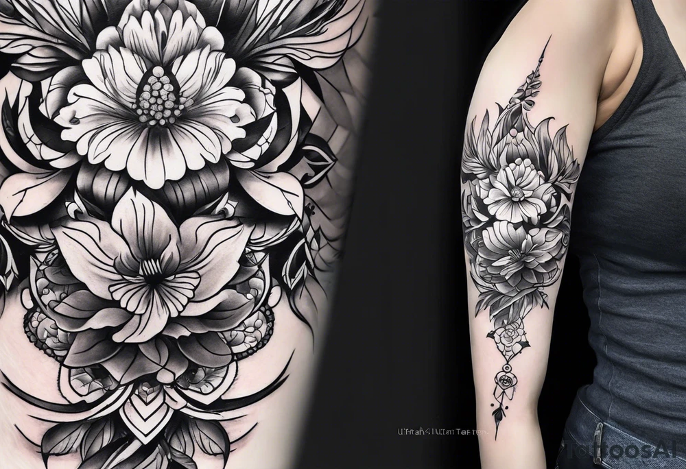 Feminine sleeve tattoo idea