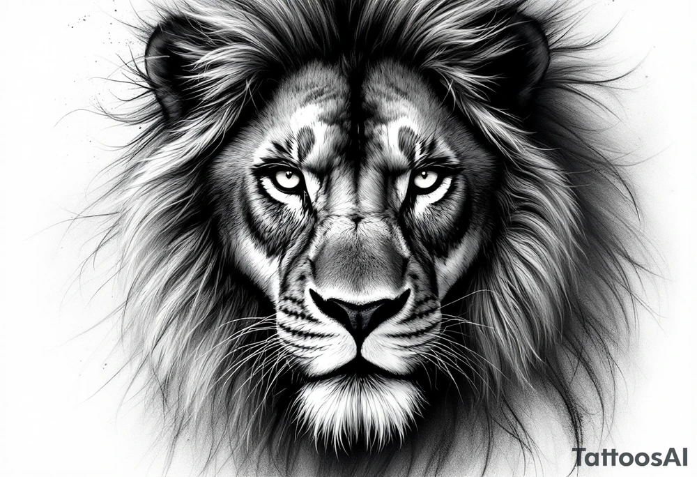 powerful majestic lion, close-up tattoo idea