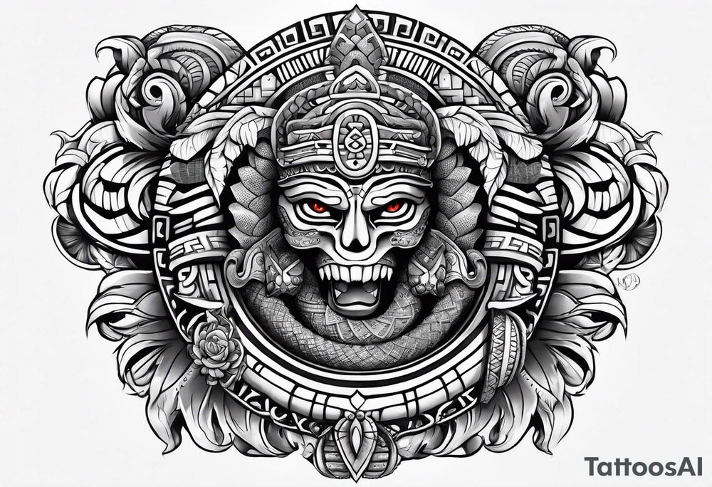 aztec snake sleeve tattoo idea