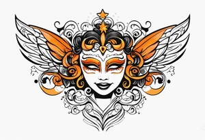 Angel masquerade face laughing that is black and orange tattoo idea