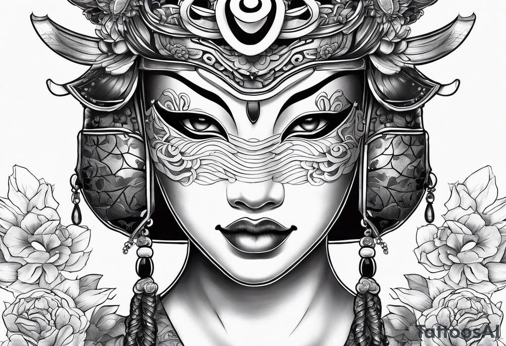 Japenese henya mask female tattoo idea