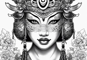 Japenese henya mask female tattoo idea