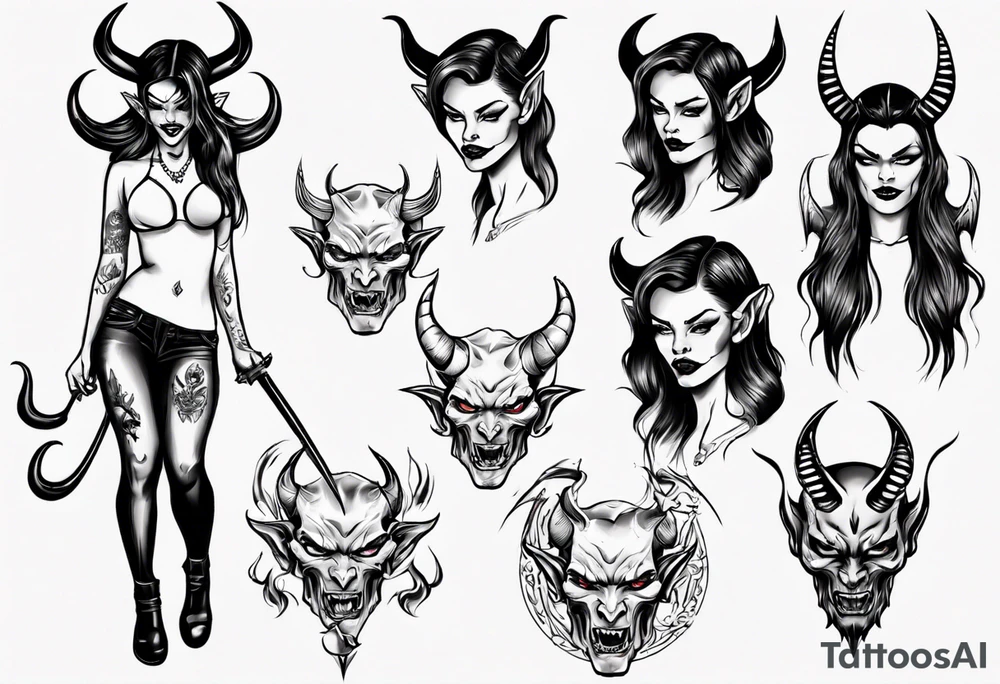 Female devil tattoo idea