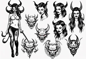 Female devil tattoo idea
