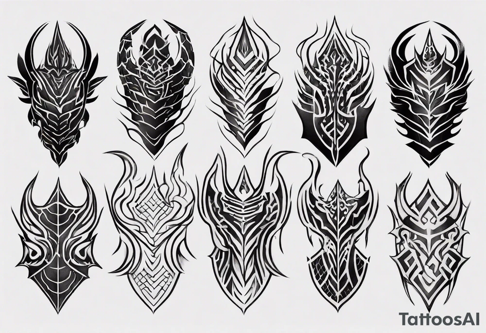 Dragon scale armor symmetrical tattoo idea