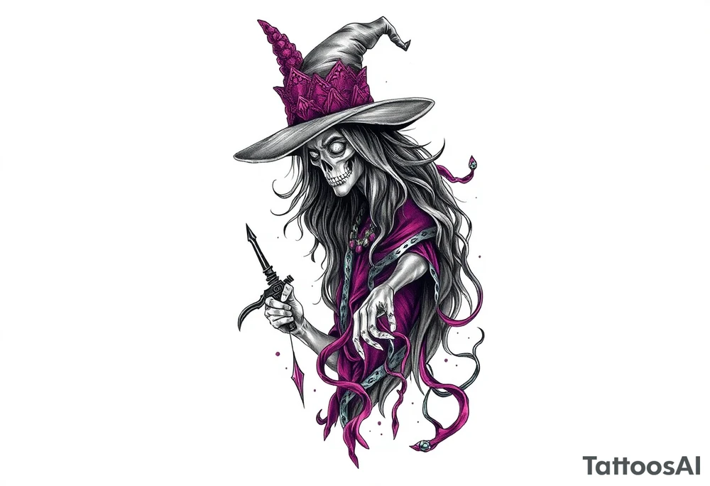 Dangerous witch tattoo idea