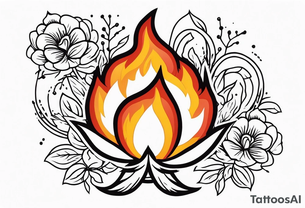 tongues of fire
old school vintage simple traditional design with vintage flowers surrounding
bold color simple tattoo idea