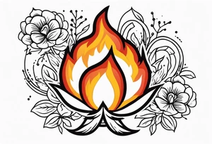 tongues of fire
old school vintage simple traditional design with vintage flowers surrounding
bold color simple tattoo idea