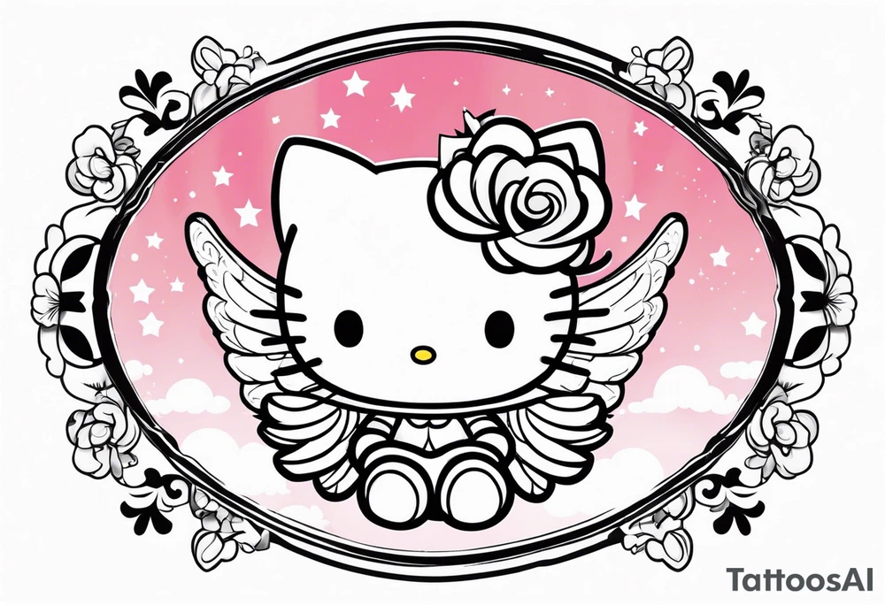 angel hello kitty with halo tattoo idea