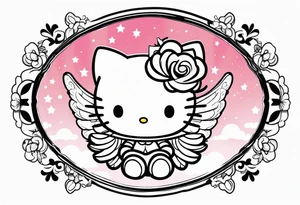 angel hello kitty with halo tattoo idea