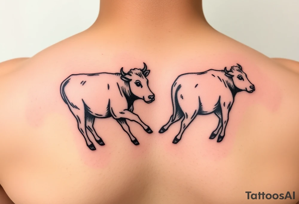 2 mini cows twisted together showing eternity love tattoo idea