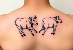 2 mini cows twisted together showing eternity love tattoo idea