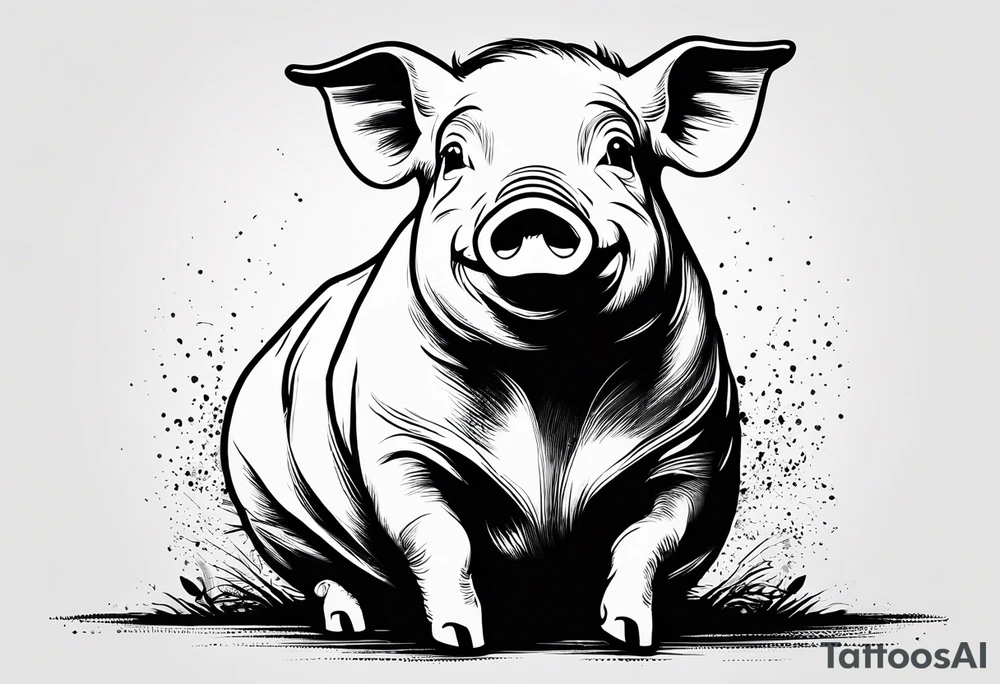 simple drawing of piglet or pig with text: "Friends. Not Food" included.
draw with very thin lines and no shading tattoo idea