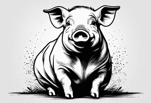 simple drawing of piglet or pig with text: "Friends. Not Food" included.
draw with very thin lines and no shading tattoo idea
