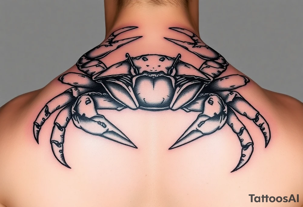 powerful majestic but vicious crab ready to defend or attack proudly showing off that a crab is the sign of a cancer tattoo idea