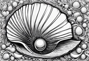 clam shell open with an pearl inside underwater looking gorgeous tattoo idea
