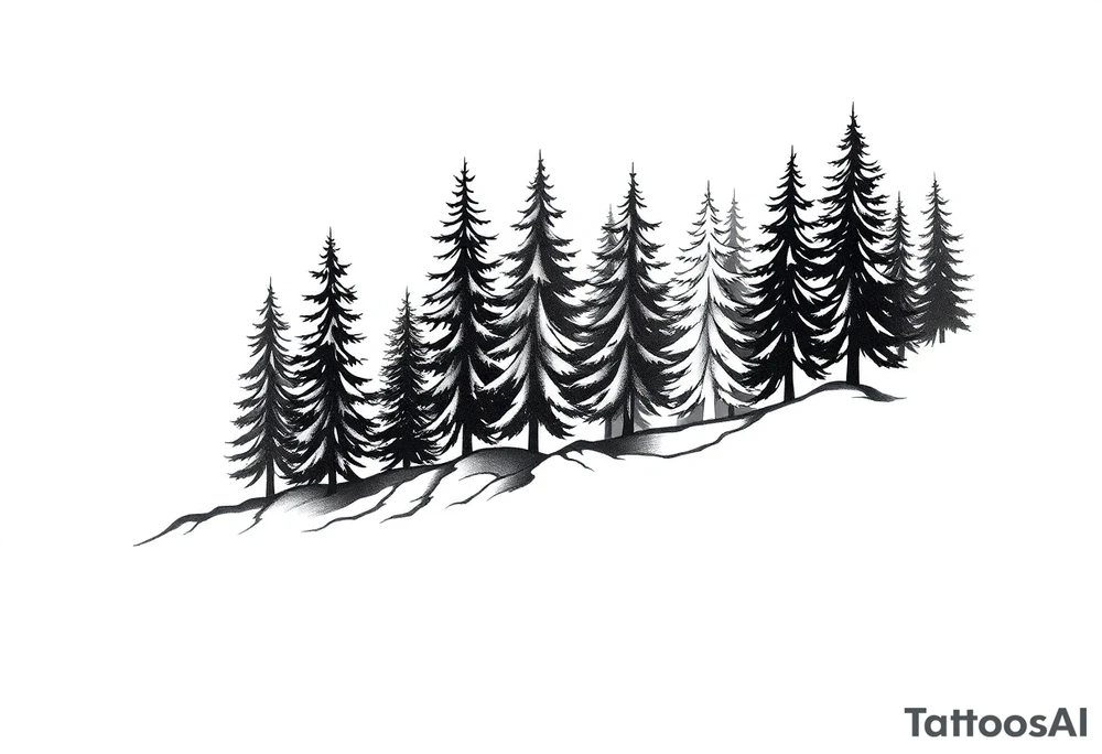 Coniferous forest tattoo sleeve black and gray tattoo idea Coniferous forest tattoo sleeve black and gray tattoo idea