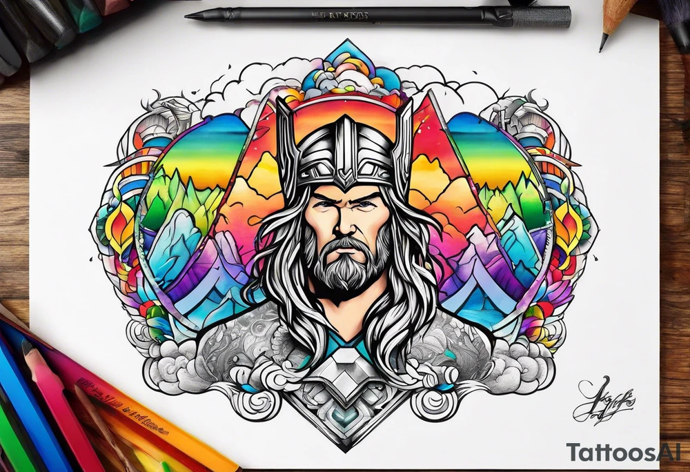 Rainbow and thor tattoo idea