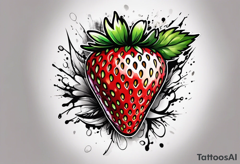 one graffiti style Strawberry, no background tattoo idea