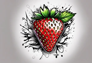 one graffiti style Strawberry, no background tattoo idea