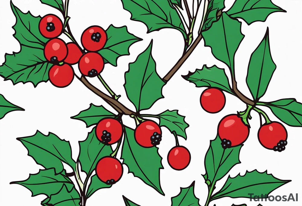 Holly berry birth flower tattoo idea
