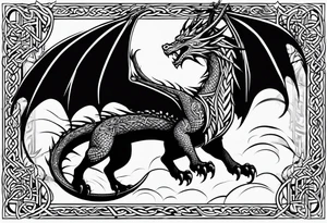 Celtic dragon flying downward tattoo idea
