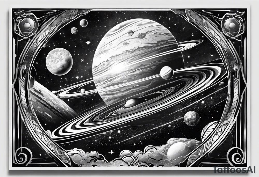 space planets stars tattoo idea