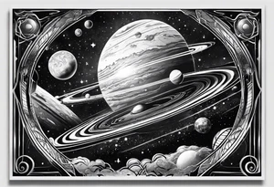 space planets stars tattoo idea
