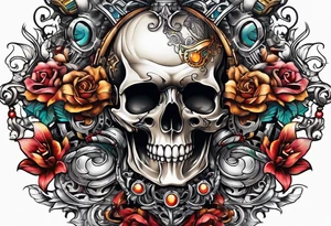 Tattoo in the neck of a skull freeing itself from human censorship. tattoo idea