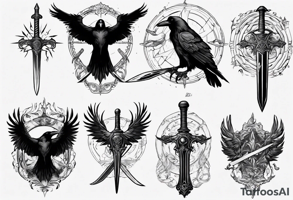 Raven with the sword tattoo idea