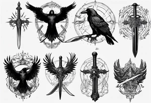 Raven with the sword tattoo idea