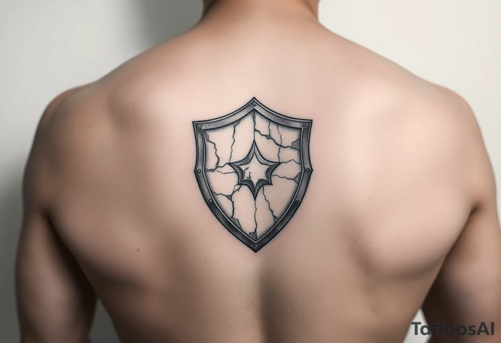 3d stone shield under skin tattoo idea