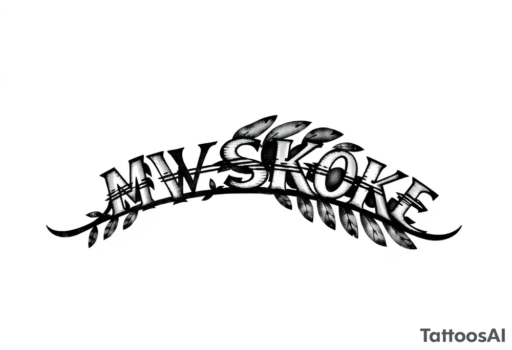 The word “MVSKOKE” shaded with Native American print tattoo idea The word “MVSKOKE” shaded with Native American print tattoo idea
