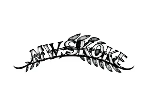 The word “MVSKOKE” shaded with Native American print tattoo idea