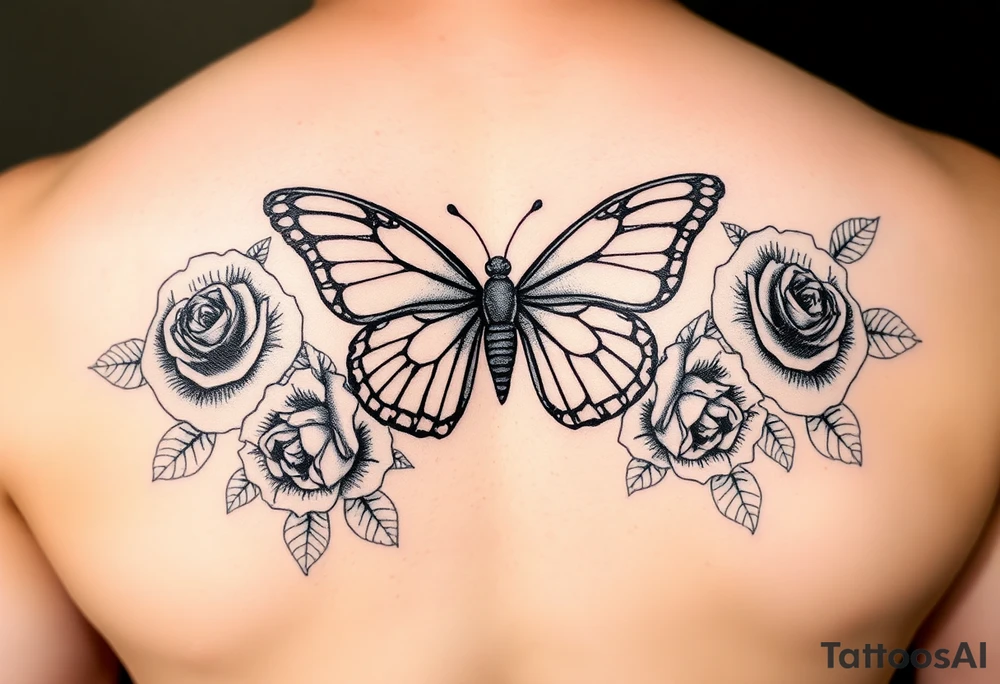 Butterfly,roses, and qoutes tattoo idea