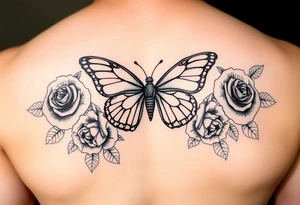 Butterfly,roses, and qoutes tattoo idea